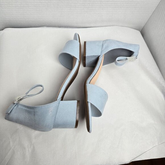 Sugar Noelle Low Women's Block Heel Blue Fabric Dress Shoe Ankle Strap Sz 8M - Picture 3 of 8